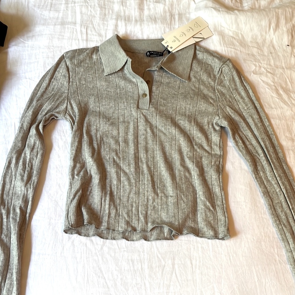 Zara soft cotton cropped polo size M